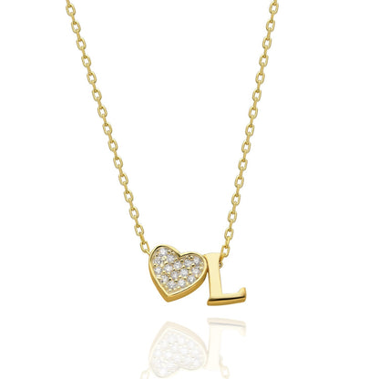 Collana con lettere in zirconia a forma di cuore