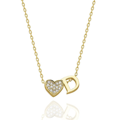 Collana con lettere in zirconia a forma di cuore