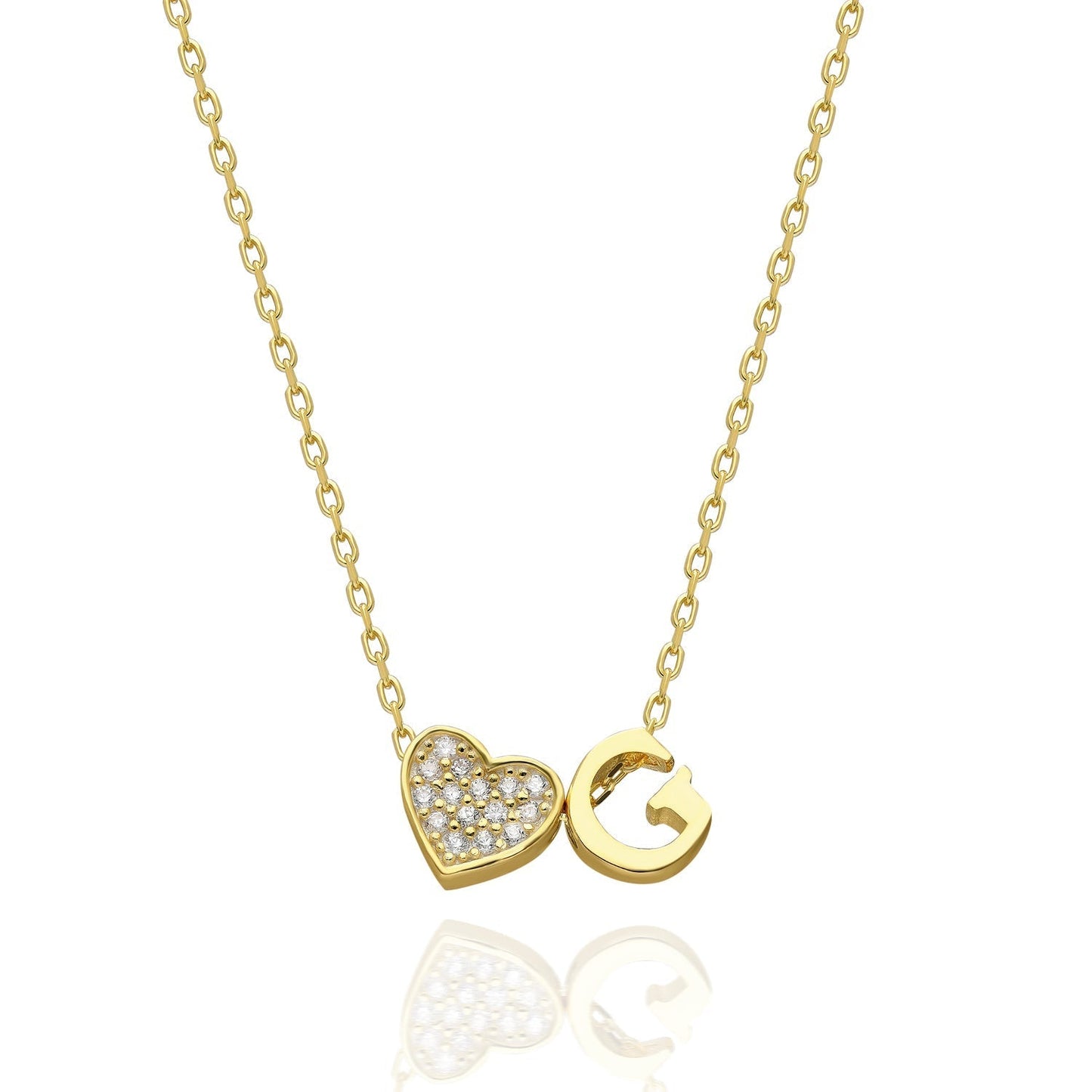 Collana con lettere in zirconia a forma di cuore