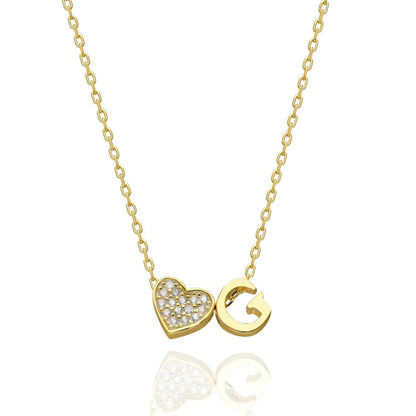 Collana con lettere in zirconia a forma di cuore