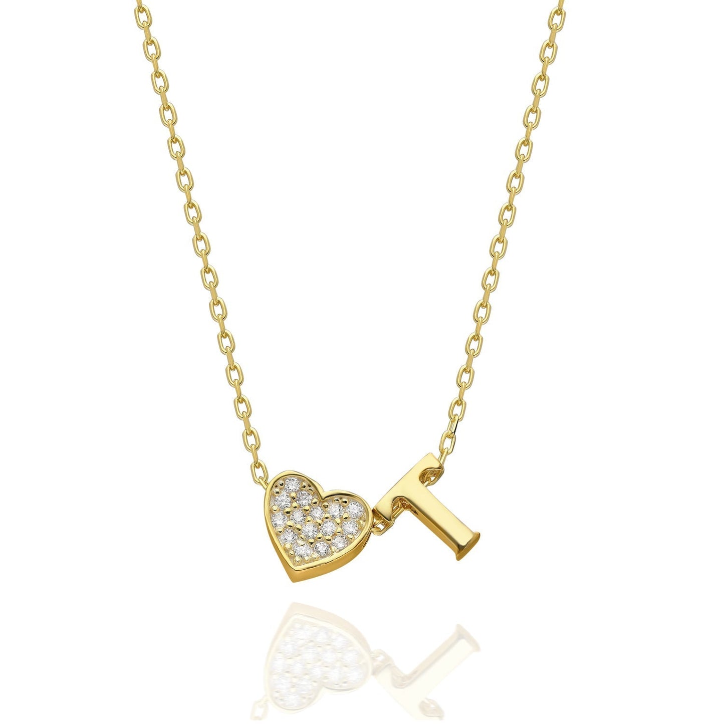 Collana con lettere in zirconia a forma di cuore