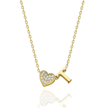 Collana con lettere in zirconia a forma di cuore