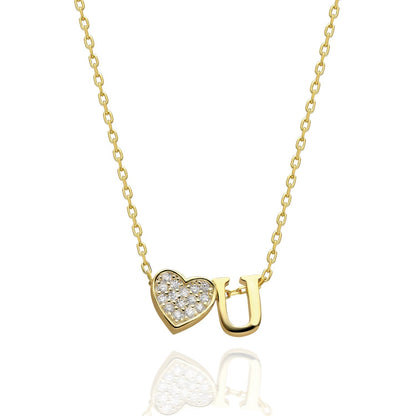 Collana con lettere in zirconia a forma di cuore
