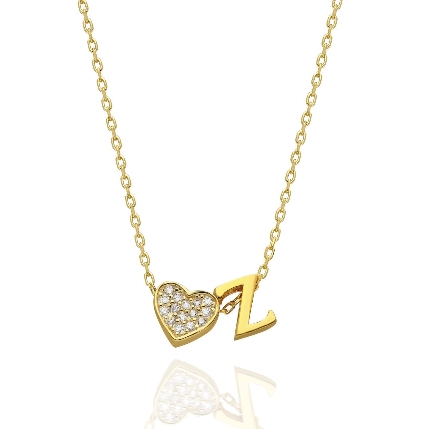 Collana con lettere in zirconia a forma di cuore