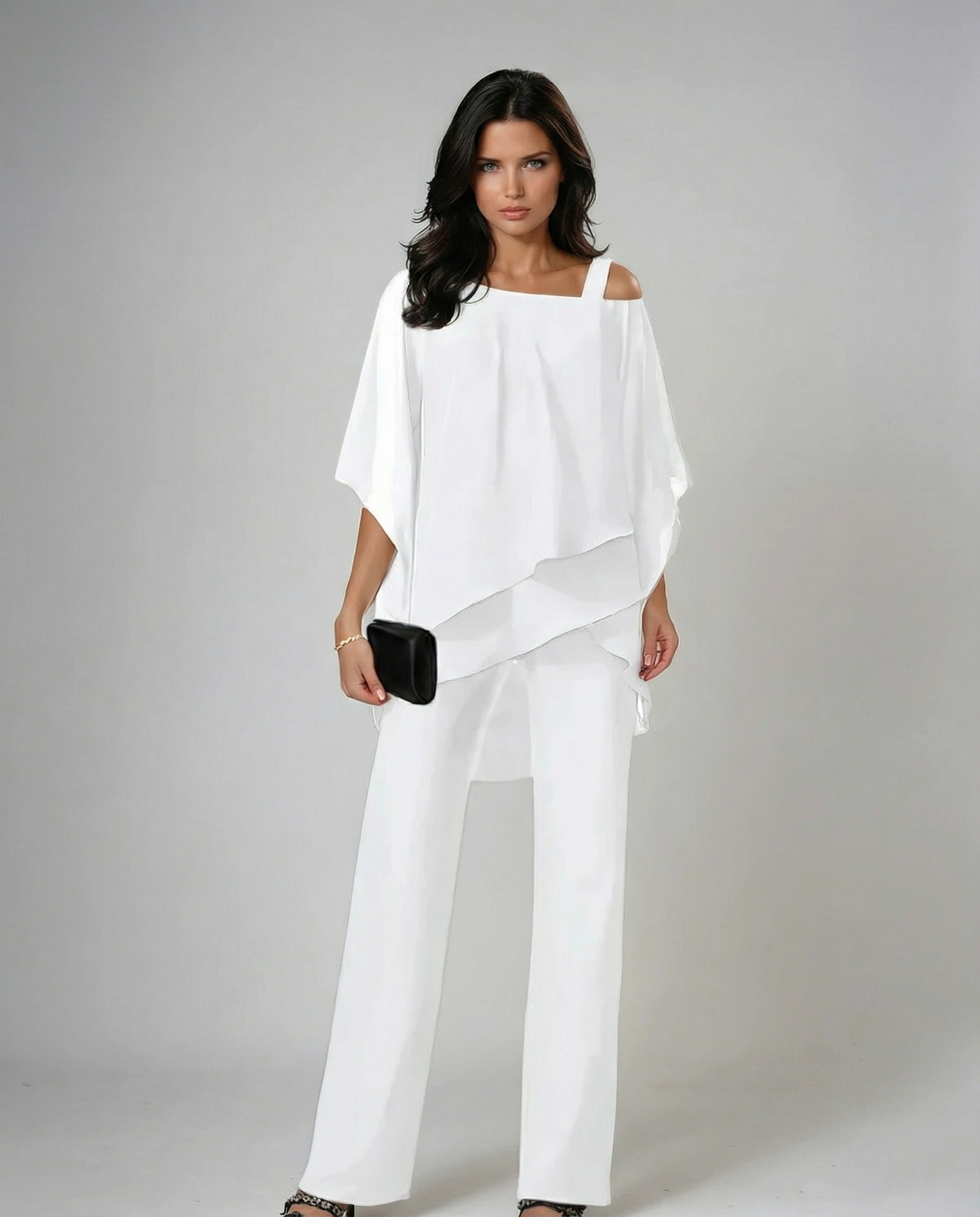 Loretta | Conjunto de algodón y tela con blusa de manga murciélago y pantalón ancho