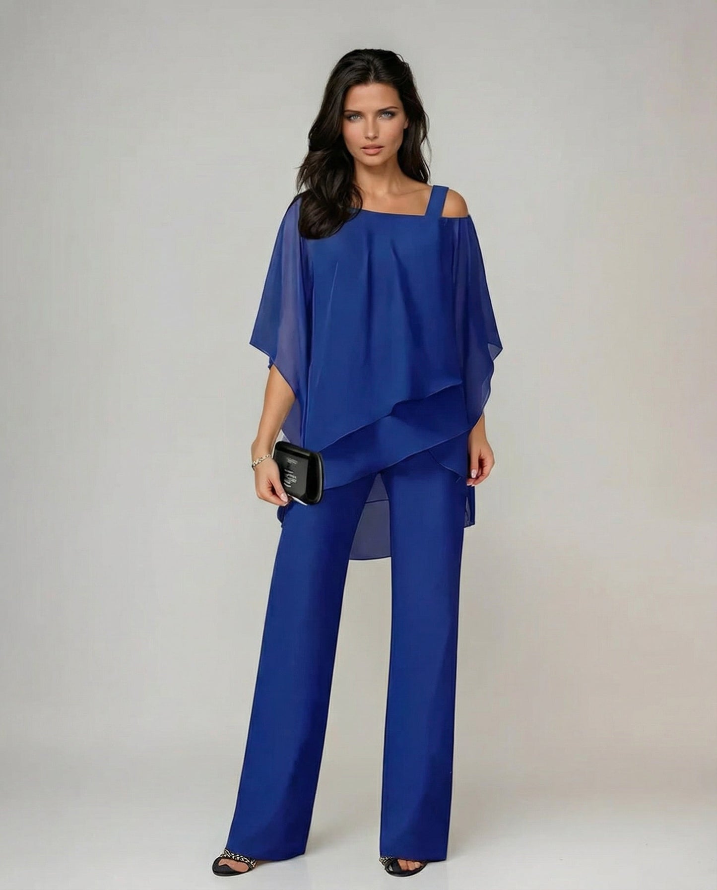 Loretta | Conjunto de algodón y tela con blusa de manga murciélago y pantalón ancho