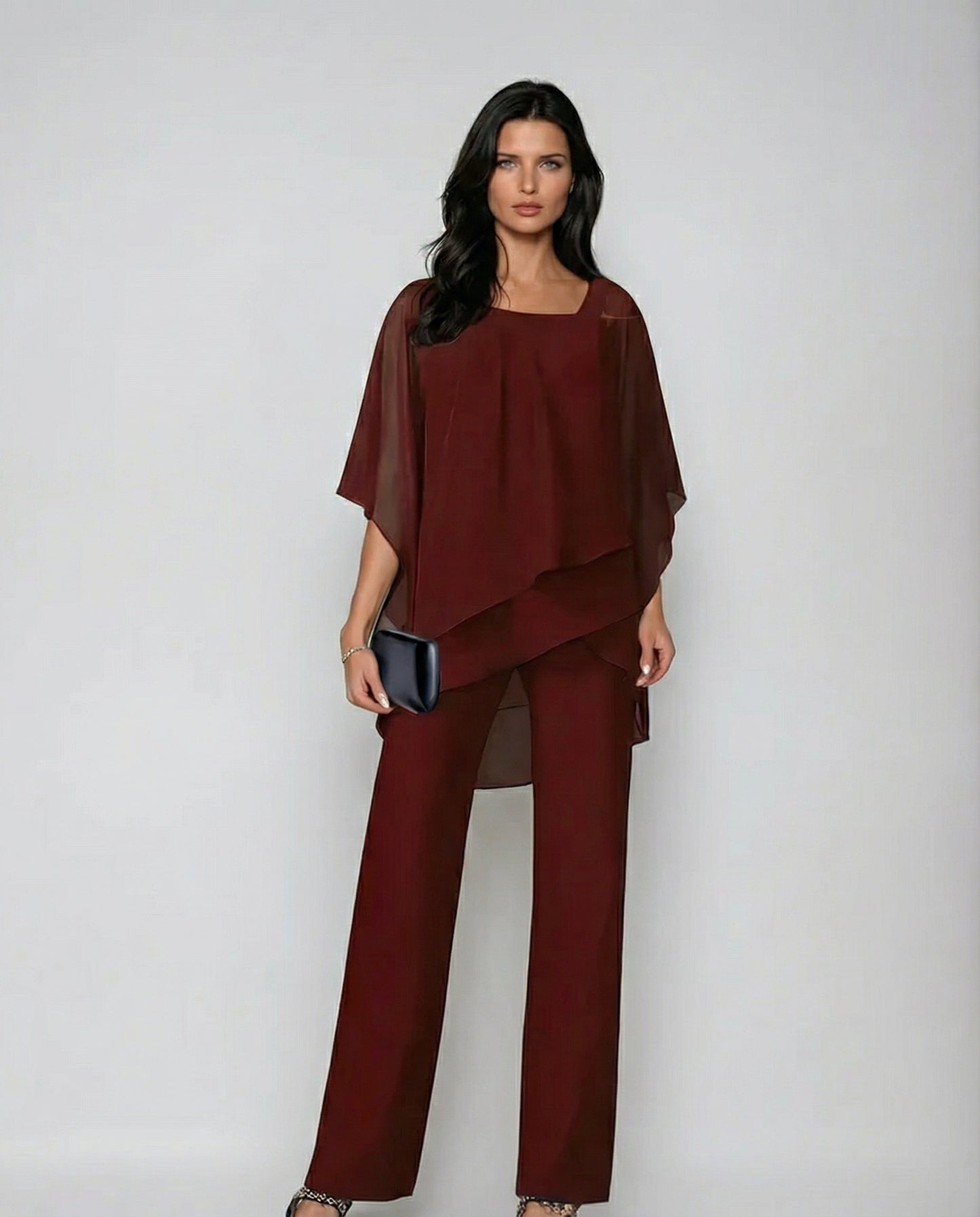 Loretta | Conjunto de algodón y tela con blusa de manga murciélago y pantalón ancho