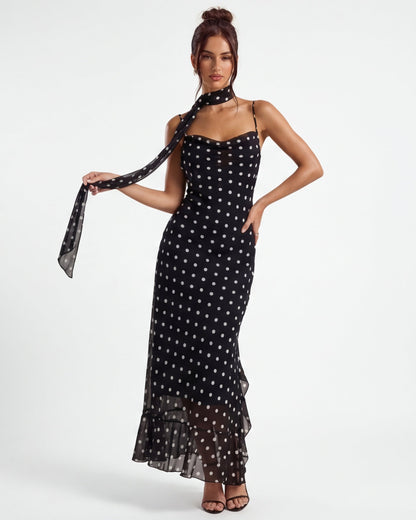 Abito Valentina – Maxi Elegante con Stampa a Pois