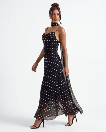 Abito Valentina – Maxi Elegante con Stampa a Pois