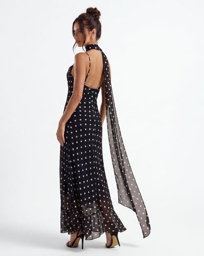 Abito Valentina – Maxi Elegante con Stampa a Pois