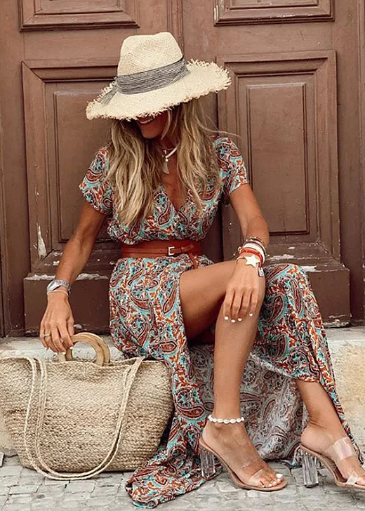 Justine™ – Abito lungo bohemien fluido con cintura