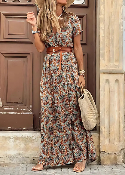 Justine™ – Abito lungo bohemien fluido con cintura