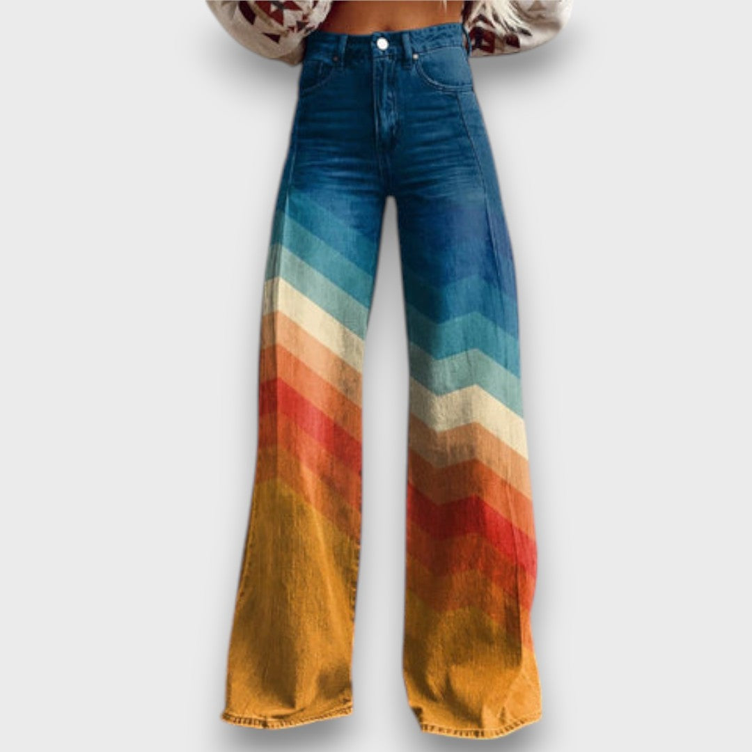 Zamira – Pantalones largos con zigzag retro en degradé de color
