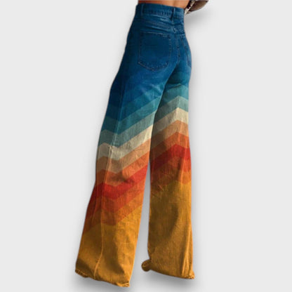 Zamira – Pantalones largos con zigzag retro en degradé de color