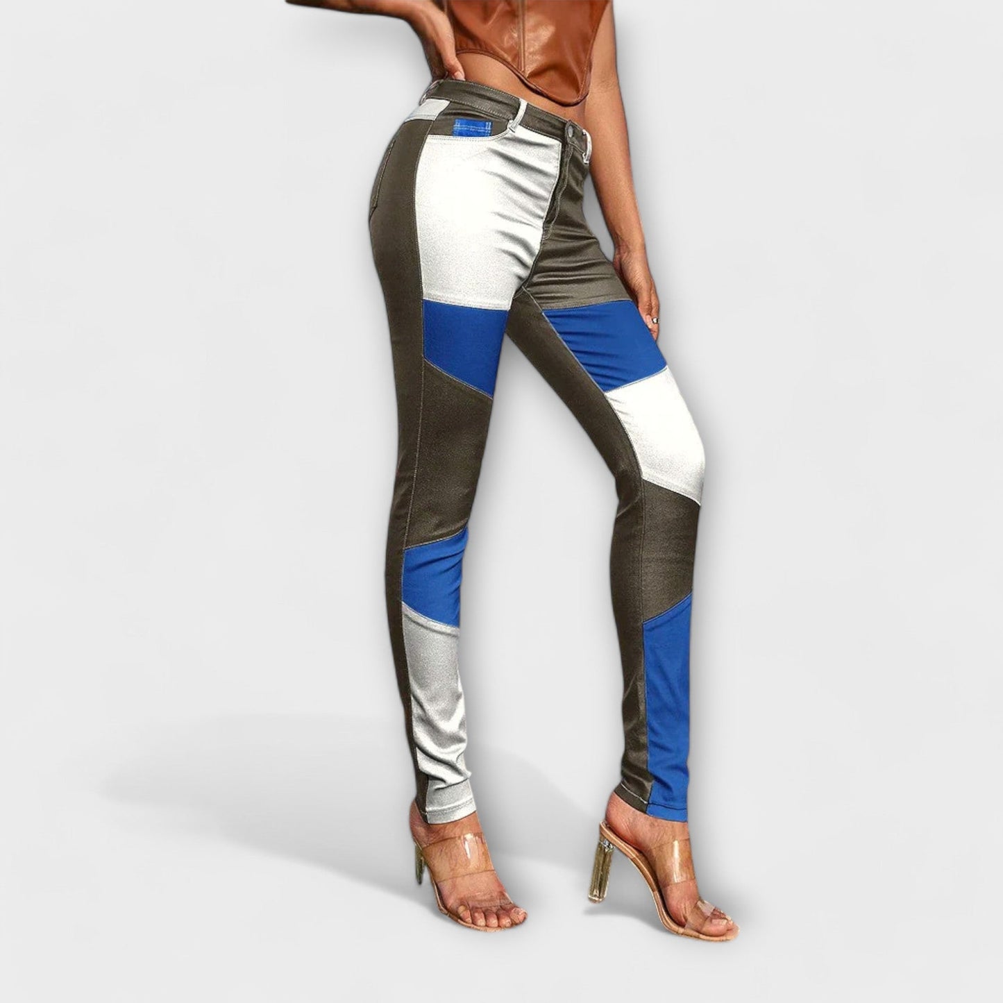 Calliope - Pantalones con Motivo a Bloques de Color
