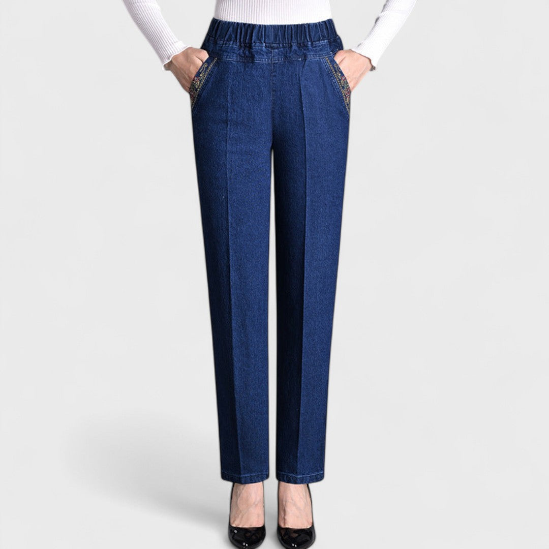 Elisa - Jeans de mujer con bolsillos laterales y cintura elástica