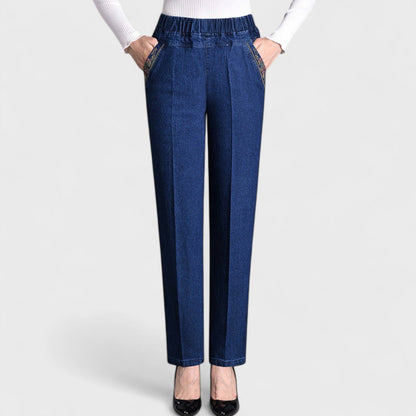 Maira - Jeans da donna con tasche laterali e vita elastica
