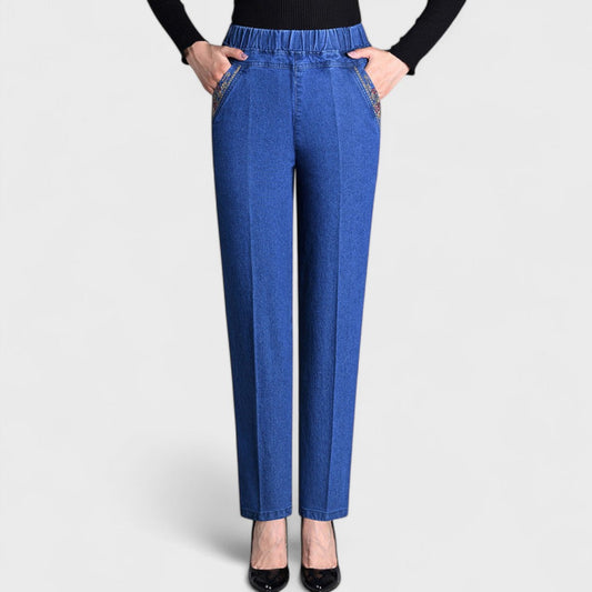 Elisa - Jeans de mujer con bolsillos laterales y cintura elástica
