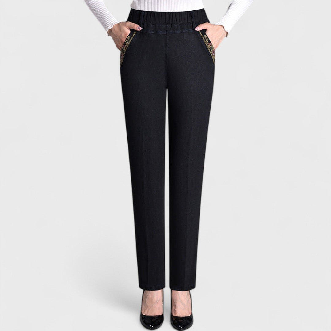 Elisa - Jeans de mujer con bolsillos laterales y cintura elástica