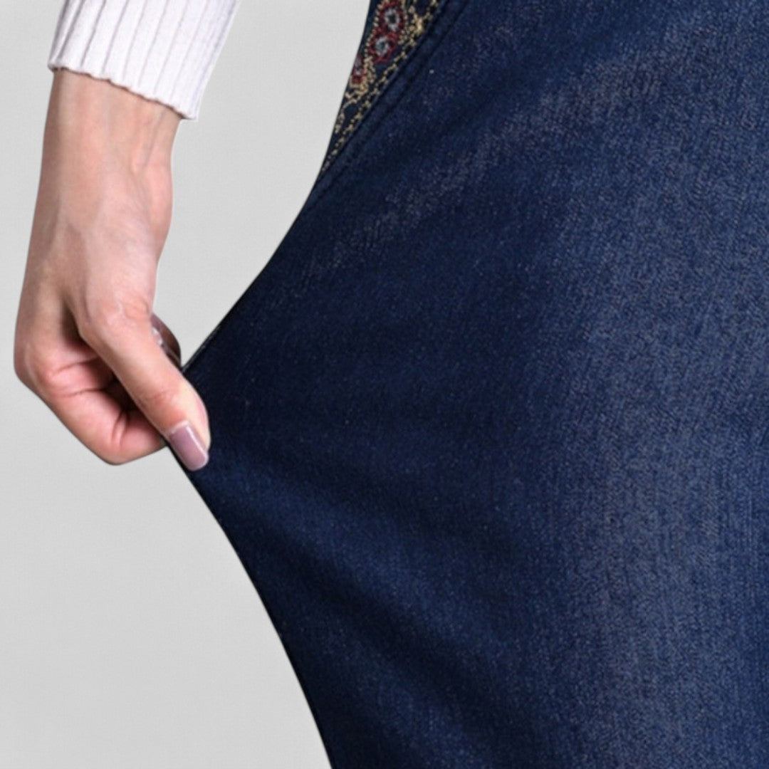 Elisa - Jeans de mujer con bolsillos laterales y cintura elástica