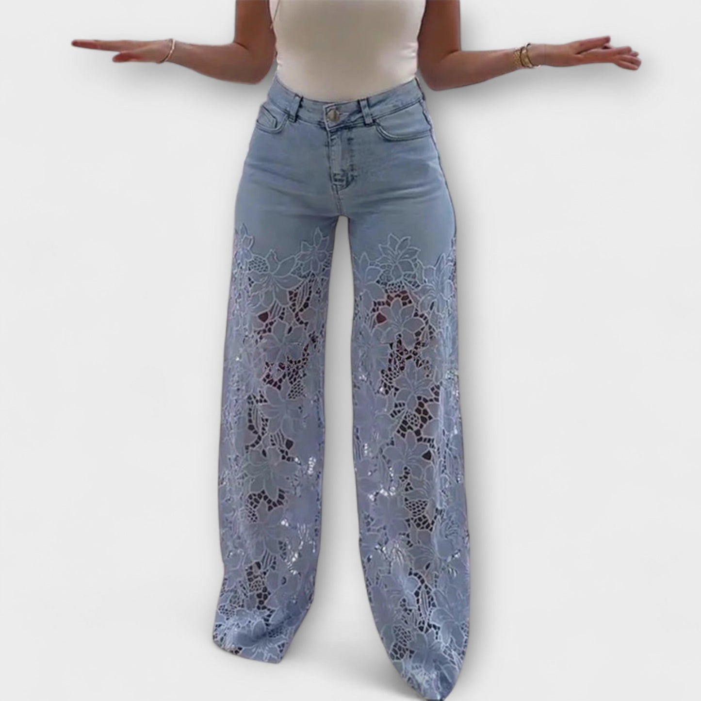 Jeans Trendy in Pizzo Patchwork